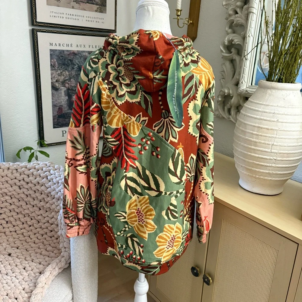 FARM RIO‎ Tropical Print Hoodie Sweater Size PP NWT